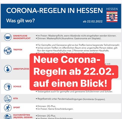 Corona-Regeln ab 22.02.2022 kurz und kompakt